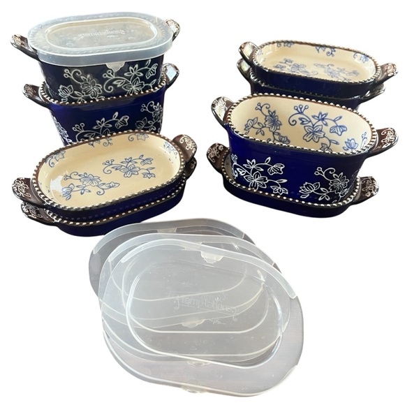 Temp-Tations by Tara Floral Lace Set Of Four 10 Oz Dishes Bakeware